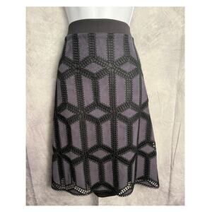 Cato Black Lace Overlay Skirt Size XL Boho Minimalist Midi